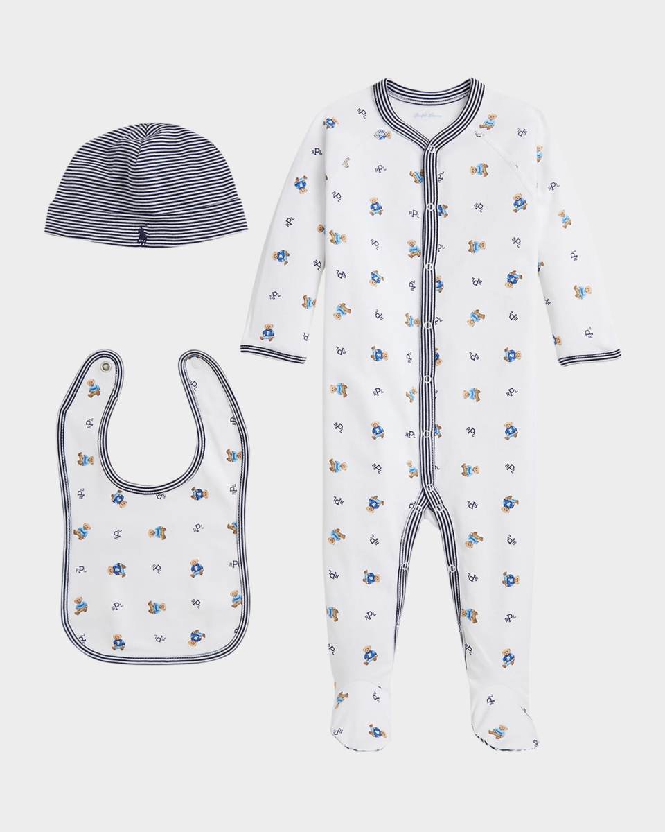 Boy's 3-Piece Polo Bear Gift Set, Size Newborn-9M